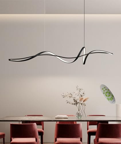 Luminaire LED table à manger L140CM noir suspension dimmable moderne