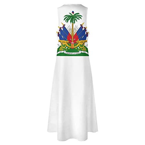 Image of TAIZIYEAH Long Dress Elegant Casual Long Dress Haiti Flag Girls Summer Sunshine Beach Skirts for Womens L