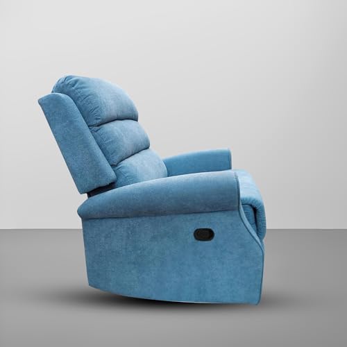 Image of Comfy Fabric 1 Seater Recliner Sofa, Premium Upholstery with Soft Padding & Comfortable Cushions, Manual Recliner Chair for Home & Living Room | Turquise