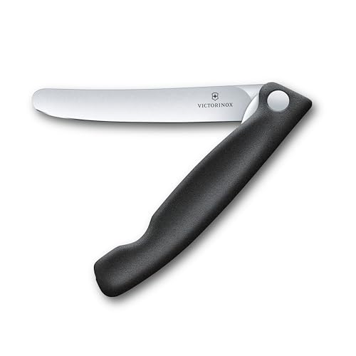 VICTORINOX(ビクトリノックス) ピクニックナイフ 切れ味がよい折り畳み式ペティナイフ 11cm ブラック バゲットや食パンをきれいに切り分けられるパン切り包丁 果物6.7803.FB