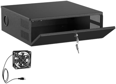 Mouting Enclosure Back Box POCHAR DVR Lock Box Enclosure with Cooling Fan, Steel NVR Security Lock ...