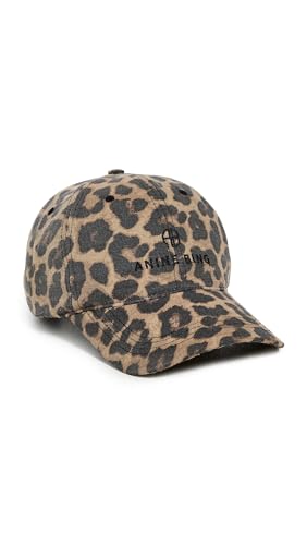 ANINE BING Womens Jeremy Baseball Cap Black and Brown Leopard One Size