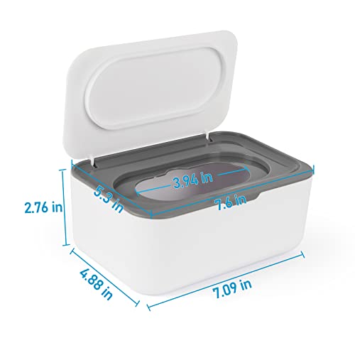 Image of Flenpptly 2 Pack Baby Wipes Dispenser, Wipes Case Baby Wipe Holder Keeps Wipes Fresh, Non-Slip, Easy Open & Close (Grey and Blue)