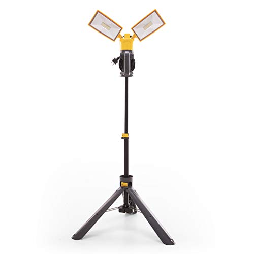 Best Cyber Deals 🔥 LUTEC Peri 6290L 5000 Lumen 38 Watt Dual-Head LED Work Light with Telescoping Tripod, Work Light with Stand Rotating Waterproof Lamps and 8 Ft 2-Prong Power Cord