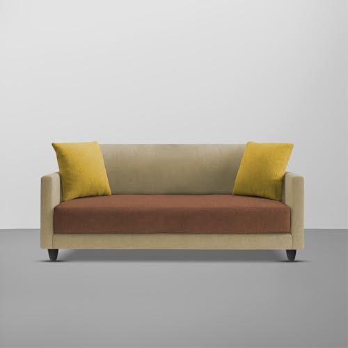Image of Casaliving Dominic 2 Seater Sofa Set for Living Room (Cream Brown Fabric) Premium Fabric Sofa