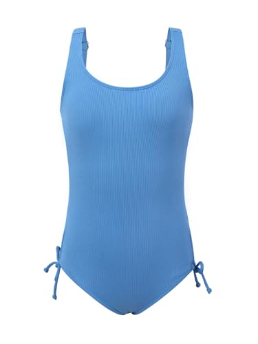 Image of Girls One Piece Swimsuits Ribbed Bathing Suit Teen Girls Adjustable Straps Drawstring Athletic Swimwear Swim Suit