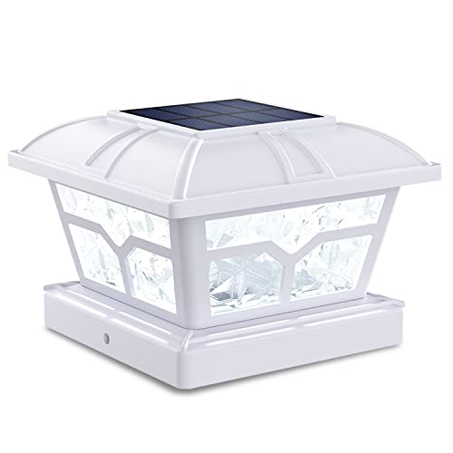 SIEDiNLAR Solar Post Cap Lights Outdoor 2 Color Modes 8 LEDs for 4x4 5x5 6x6 Posts Fence Deck Patio Decoration Warm White & Cool White Lighting White (1 Pack) -  SD020W-1PK