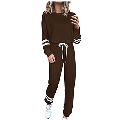 Sanfahion - Chándal para mujer, sudadera y pantalones casuales a la moda, a rayas, con cremallera, manga larga, jersey chic Tops + pantalones deportivos, Z- Negro, M