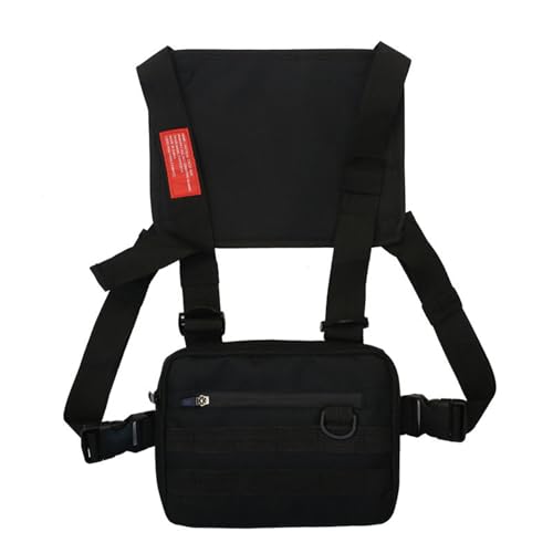 Maizoon Sports Chest Bag Fashionable and Durable Backpack Water-resistant Wear-resistant with Multiple Pockets Suitable for Running Cycling Fishing Black