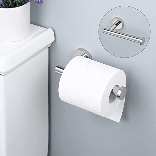 Image of Toilet Paper Roll Holder for Bathroom, Kitchen Tissue Roll Stand, 304 Grade Stainless Steel Wall Mount Hanger for Kitchen Accessories Items, Home and Bathroom Accessories, Chrome Finish, 5 Inch