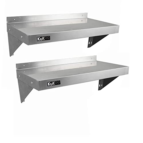 KuKoo 2 Estantes de Pared para Cocina 90cm x 30cm Baldas Repisas Anaqueles de Acero Inoxidable...