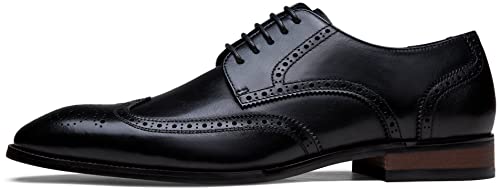 Image of Jousen Men's Dress Shoes Leather Wingtip Formal Business Oxford Shoes Brogue Retro Derby Dress Shoes for Men