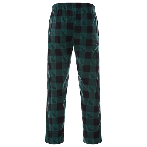 North 15 Boy's Super Soft, Buffalo Plaid with Deer Head, Polar Fleece Lounge Pants-1233B-Green-10-123