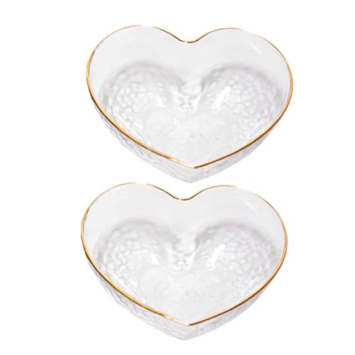 TOYANDONA 2 Pezzi Ciotole in Vetro Forma di Cuore Contenitori Creativi per Frutta e Dessert Scodelle Trasparenti Salvaspazio per Casa e Ristorante