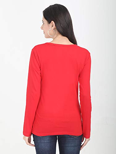 Image of FLEXIMAA Women's Cotton Plain Round Neck Full Sleeve T-Shirt