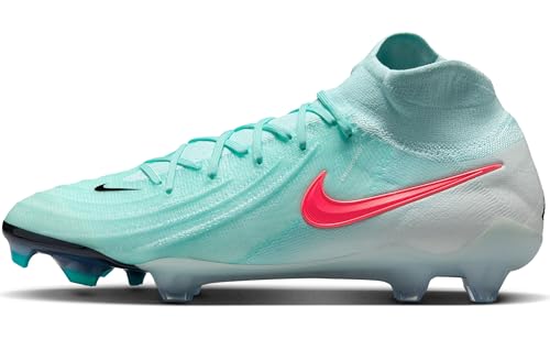 Nike Chuteiras de futebol Phantom Luna 2 Elite FG de cano alto (FJ2572-300, Mint/Off Noir/Atomic Red), Mint/Off Noir/Atomic Red, 45