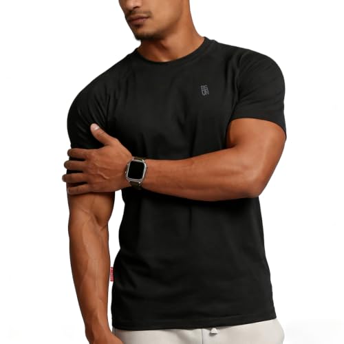 Image of Casual Short Sleeve Crew Neck Classic Wicking Breathable Fitness Muscle Athletic T Shirts Mens