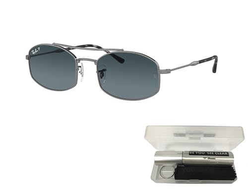 Ray-Ban RB3719 Sunglasses Bundle: RB 3719 004/S3 Gunmetal Blue Gradient Polar and Eyewear Cleaning Kit2