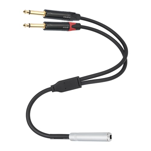 Btgghytr Conector estéreo hembra de 6,35 mm a conector macho de 2 x 6,35 mm, cable divisor en Y, adaptador de auriculares, adaptador de conexión amplificador