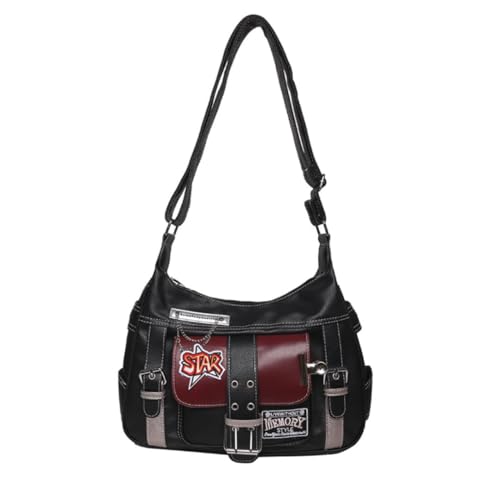 Vintage Messenger Bag Y2k Cross Decor Bag Gothic Emo Leather Tote Bag Crossbody Bag Lolita Shoulder Bag for Women