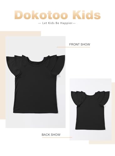 Image of DOKOTOO KIDS Girls Ruffle Sleeve Shirts Summer Cute Crewneck Blouse Tops 6-15 Years