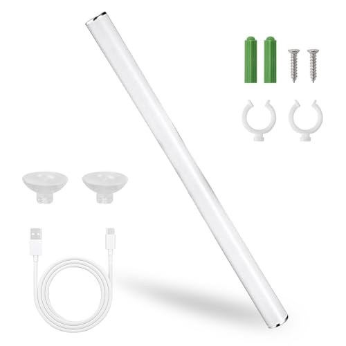 Colexy Lámpara LED para espejo de 30 cm, luz LED para espejo, lámpara de espejo de baño, luz blanca de 5 W, regulable, portátil, iluminación LED con ventosa, interruptor táctil, carga USB