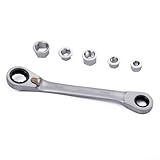 7 in 1 Umschaltknarrenschlüssel Doppelkopfschlüssel Set aus Chrom-Vanadium-Stahl für Autoreparatur und Haushaltsgeräte-Installation