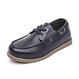 DADAWEN Jungen Mädchen Anzugschuhe mit 2 Loch Schnürsenkeln Oxfords Schule Loafers,Blau,25 EU