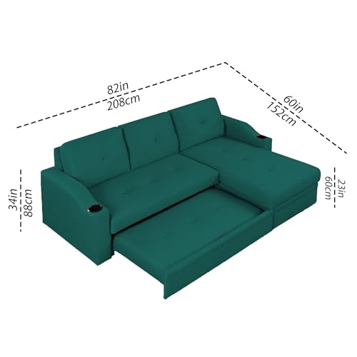 Image of Casaliving Ravonna RHS 4 Seater L Shape Corner Sofa Cum Bed for Living Room (Pine Fabric) Premium Fabric Sofa