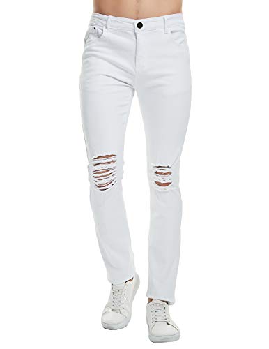 BYQ Pishon Men's Ripped Jeans Distressed Destroyed Jeans Straight Leg Stretchy Knee Holes Denim Pants for Men3