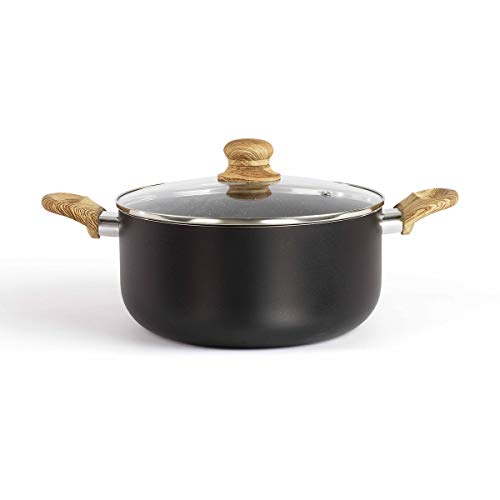 LIVOO MEP116 - Casseruola in legno, Ø 24 cm, effetto pietra e legno, colore: Nero/Marrone