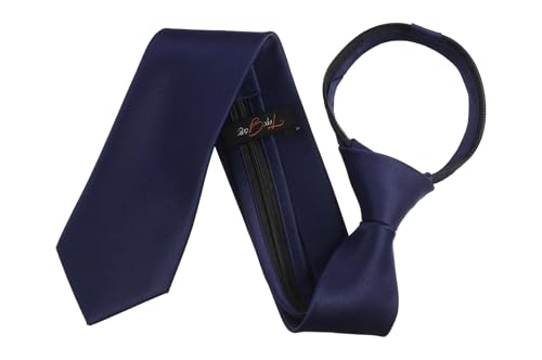 Tuxgear Boys’ Pre-Tied Zipper Tie – Navy Adjustable Microfiber Neck Tie, Ideal for Weddings, Parties, and Celebrations