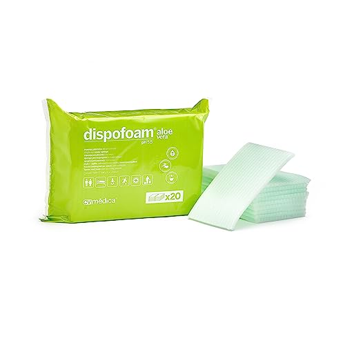 Dispofoam Aloe Vera Esponja jabonosa desechable para pieles sensibles, 12x20x1 cm. Pack 20 uds.