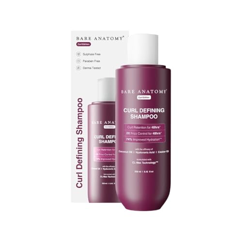 Image of Bare Anatomy Curl Defining Shampoo | Curl Retention & 2X Frizz Protection For 48 Hours | Powered By Coconut Oil, Hyaluronic Acid & Castor Oil | Sulphate & Paraben Free | Women & Men | 250 ml