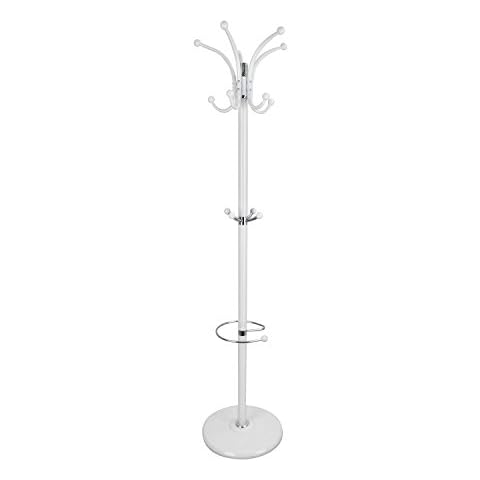 Hododou Hat Coat Stand, 15 Hooks Heavy Duty Rotating Coat Stand Hanger Hall Umbrella Holder Hooks Office Entryway 174cm x 40cm x 40cm (White) Cover