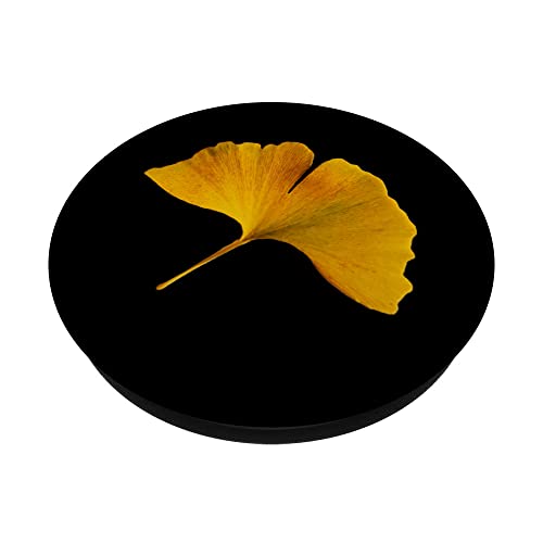 Autumn Ginkgo Biloba Leaf Ginkgo PopSockets Swappable PopGrip, Black - Image 2