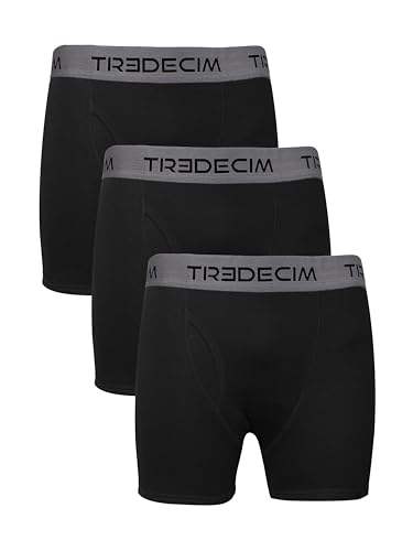 TREDECIM Men's 100% Organic Cotton Rib Boxers Briefs Underwear 3-Pack
