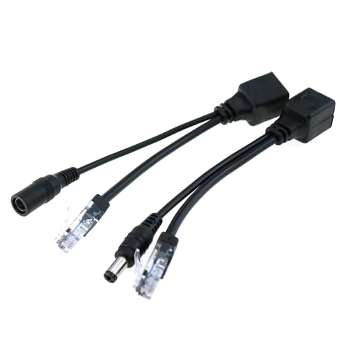 TAODAN Kit 2PCS 12V POE Splitter Injector con conector DC 5.5x2.1mm para routers inalámbricos, vigilancia y sistemas de control de acceso miniatura 1