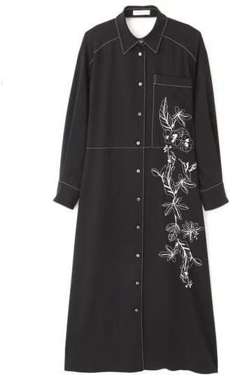 Amazon.co.jp: [アドーア] フラワーバード刺繍シャツワンピース グレー  