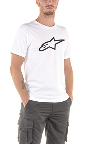 Alpinestars - Camiseta con Cuello Redondo de Manga Corta para Hombre, Color Blanco (White/Black), Talla XX-Large