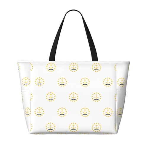 Rhode Island State Flag Large Capacity Foldable Tote Bag Women Beach Tote Bag Handbag Gym Bag Travel Shopping Bag2