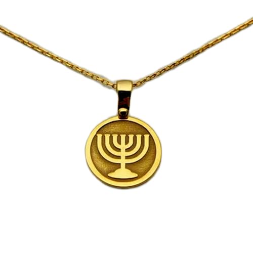 Breloque religieuse Menorah collier quotidien argent 925 plaqué or