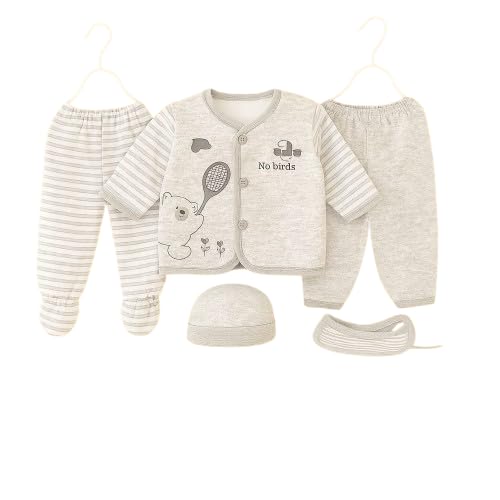 Image of New Born Baby Winter Wear Keep Warm Baby Clothes 5Pcs Sets Cotton Baby Boys Girls Unisex Baby Fleece /Falalen or Flannel Suit Infant New Born Night Suits