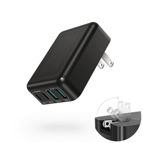 40W USB C Charger Block, Flat USB C Wall Charger Slim Dual Port Type C Fast Charging Blocks Box Brick Boxeroo Multiport PD USB Wall Plug Foldable for iPhone 15 Pro/Samsung/Tablet (black)