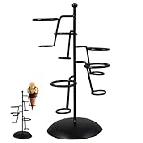 VALICLUD Soporte para Helados de Hierro Forjado Negro Rejilla de Enfriamiento para Hornear 5 Agujeros Exhibidor Práctico para Conos y Postres Casa