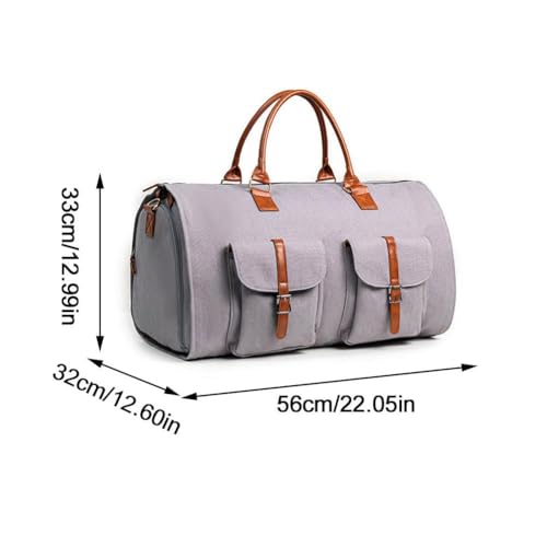 Convertible Travel Garment Bag, Carry on Garment Duffel Bag for Men Women - 2 in 1 Hanging Suitcase for Business and Travel (Khaki, 22.05 * 12.99 * 12.60in)2