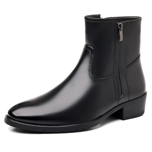 DADAWEN Homme Bottine Chelsea Cuir Confortable Classiques Ankle Boots Classiques- Noir 44