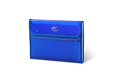 Lightahead LA-7553 Expanding File Folder with 13 pockets, with mesh bag and zipper Available in Colors Green, Pink, Blue (Blue)
