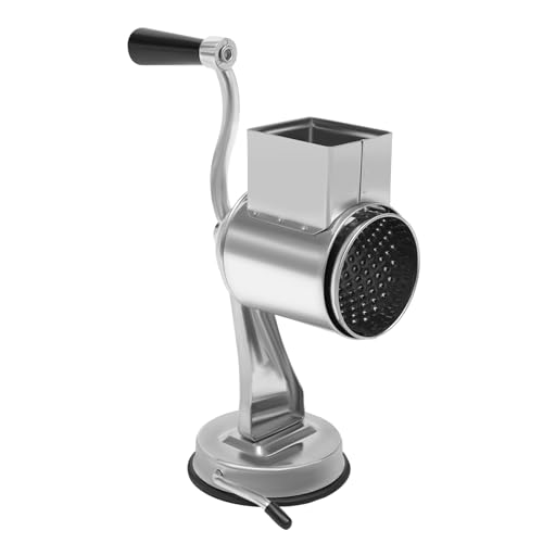 LKHDONG Rallador de tambor de acero inoxidable, cortador de verduras manual con 5 cuchillas de tambor, rallador de verduras, rallador de almendras, juego de rallador de patatas con manivela (con