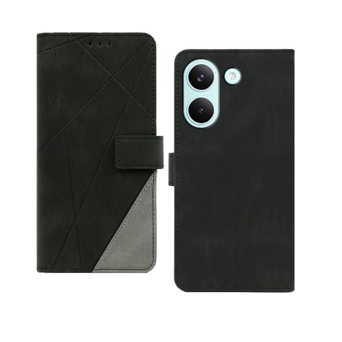 Image of amazon basics Poco X8 Pro 5G Flip Cover | Card Pockets Wallet & Stand | Flip Cover for Poco X8 Pro 5G (Black with Grey)